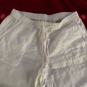 White Linen Drawstring Pants